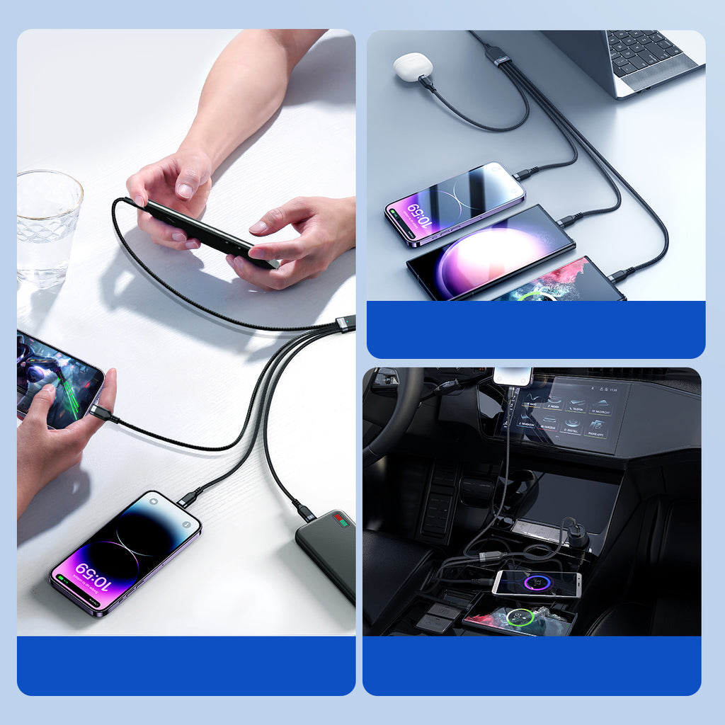 Joyroom laidas Multi-Use Series S-A18 4in1 USB-A - USB-C / USB-C / Lightning / micro USB 1.2m juodas