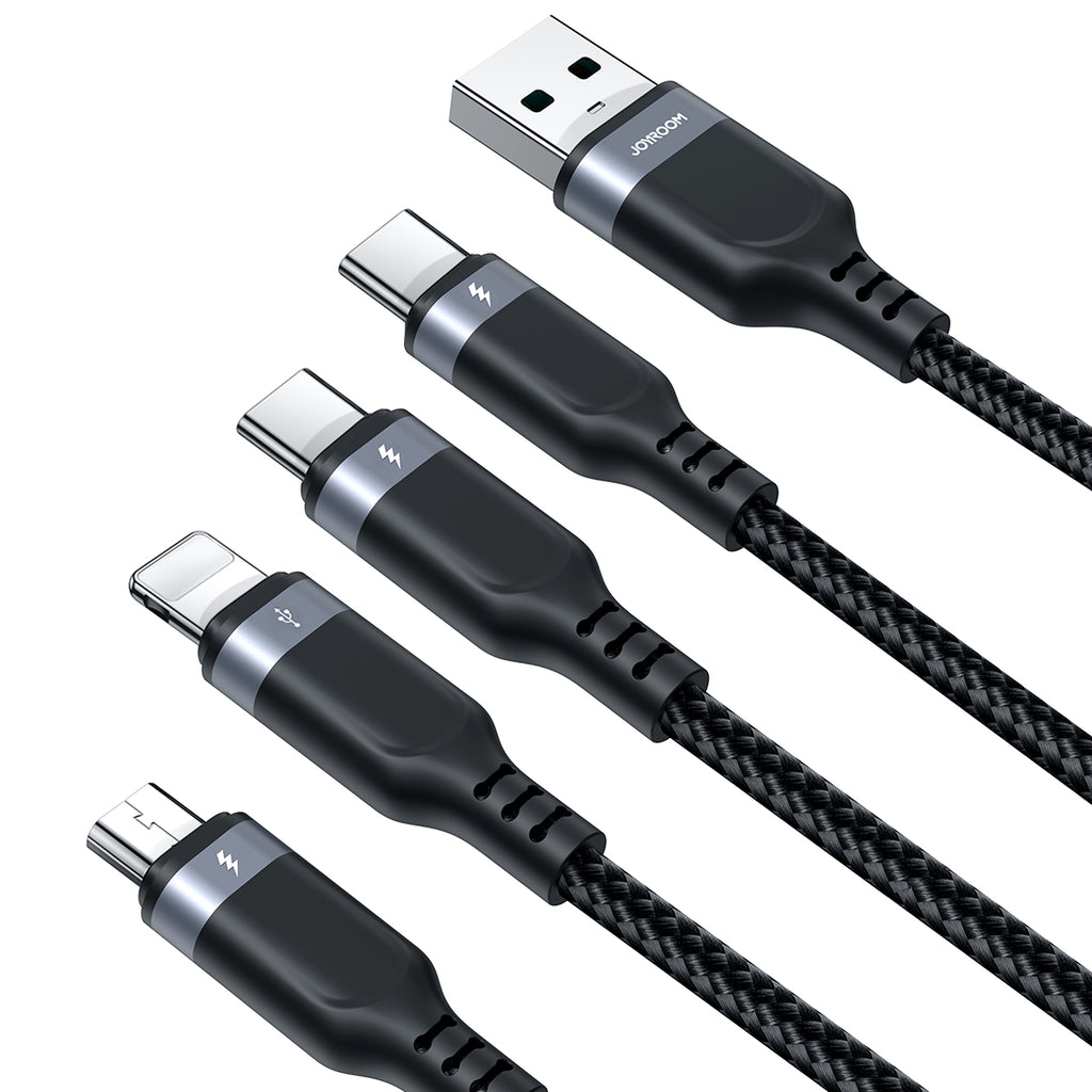 Joyroom laidas Multi-Use Series S-A18 4in1 USB-A - USB-C / USB-C / Lightning / micro USB 1.2m juodas