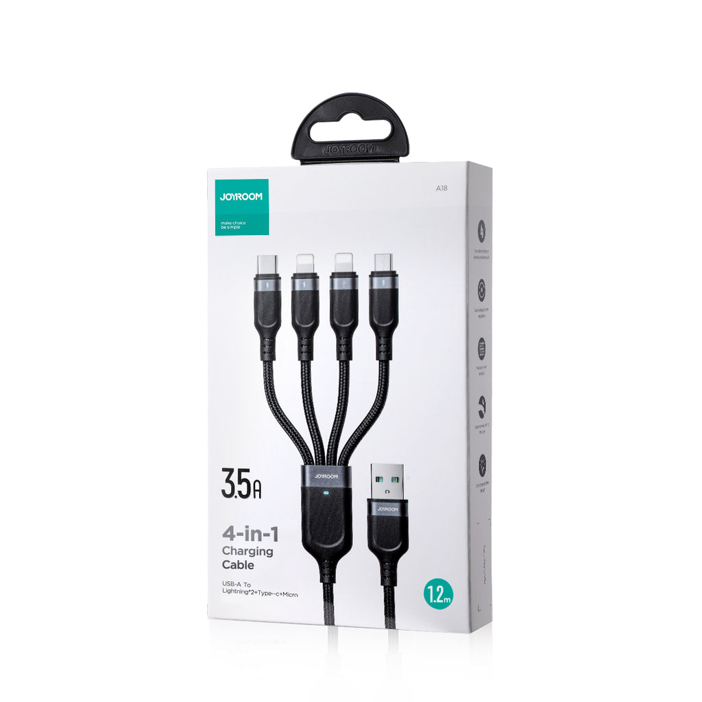 Joyroom laidas Multi-Use Series S-A18 4in1 USB-A - USB-C / Lightning / Lightning / micro USB 1.2m juodas