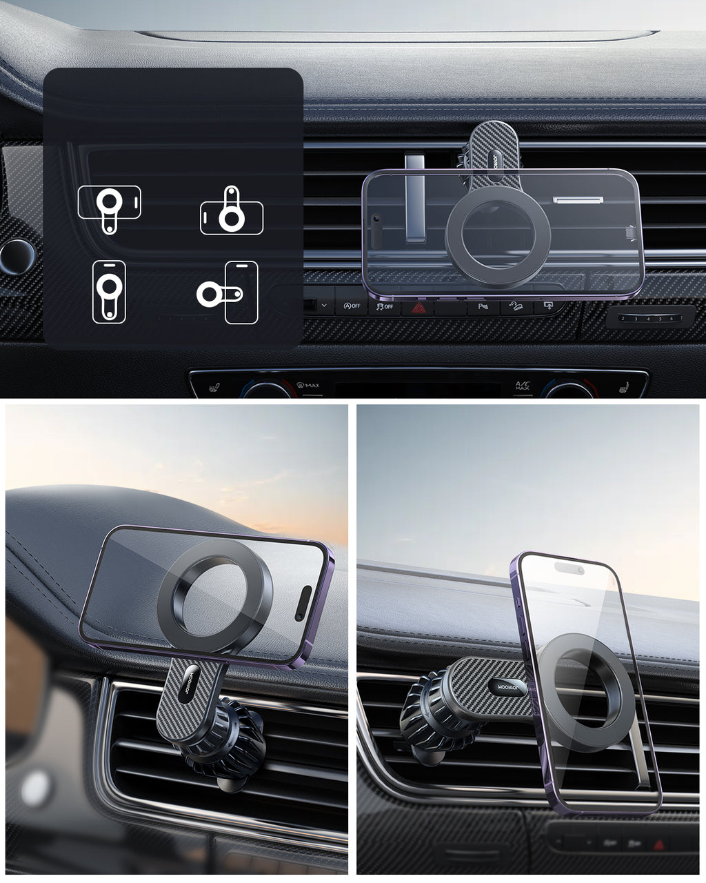 Joyroom JR-ZS355 magnetinis automobilinis iPhone laikiklis su MagSafe - juodas