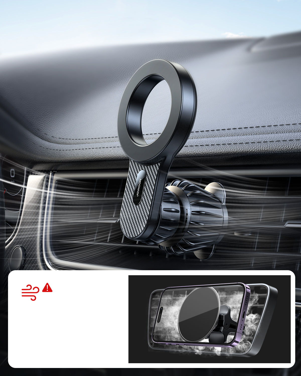 Joyroom JR-ZS355 magnetinis automobilinis iPhone laikiklis su MagSafe - juodas