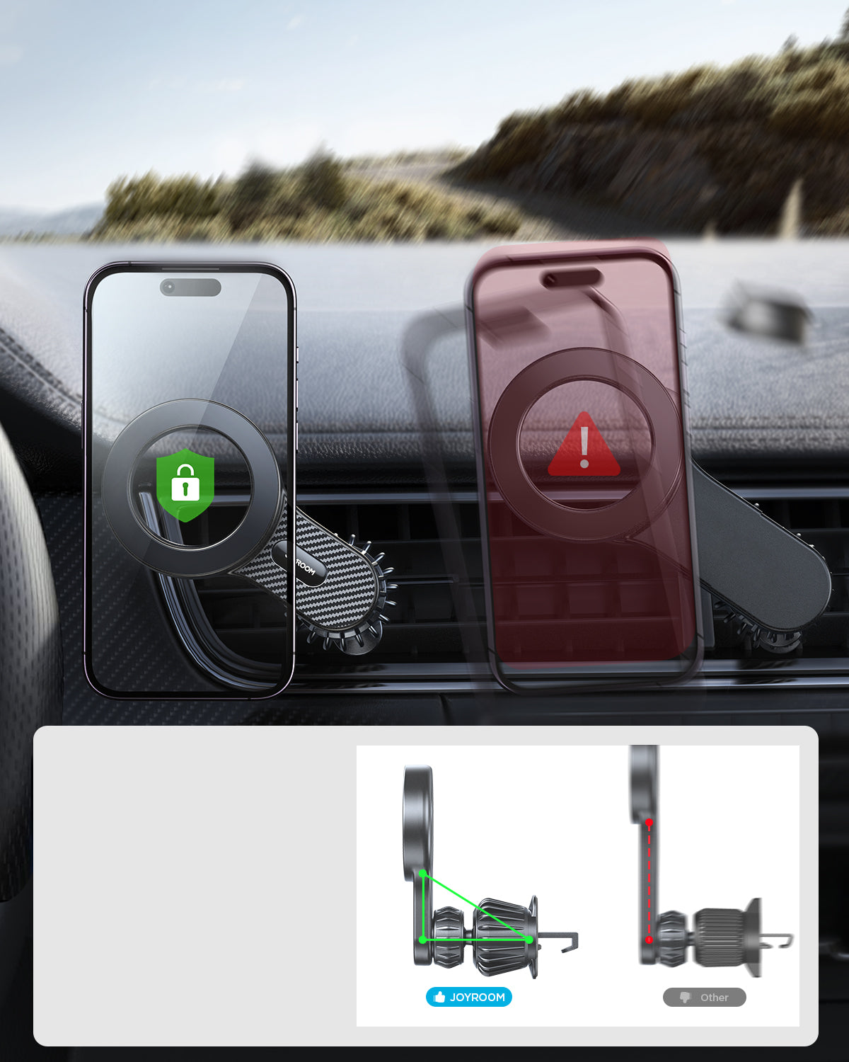 Joyroom JR-ZS355 magnetinis automobilinis iPhone laikiklis su MagSafe - juodas