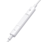 Joyroom JR-EW01 į ausis įdedamos laidinės mini lizdo ausinės su nuotolinio valdymo pulteliu – baltos spalvos