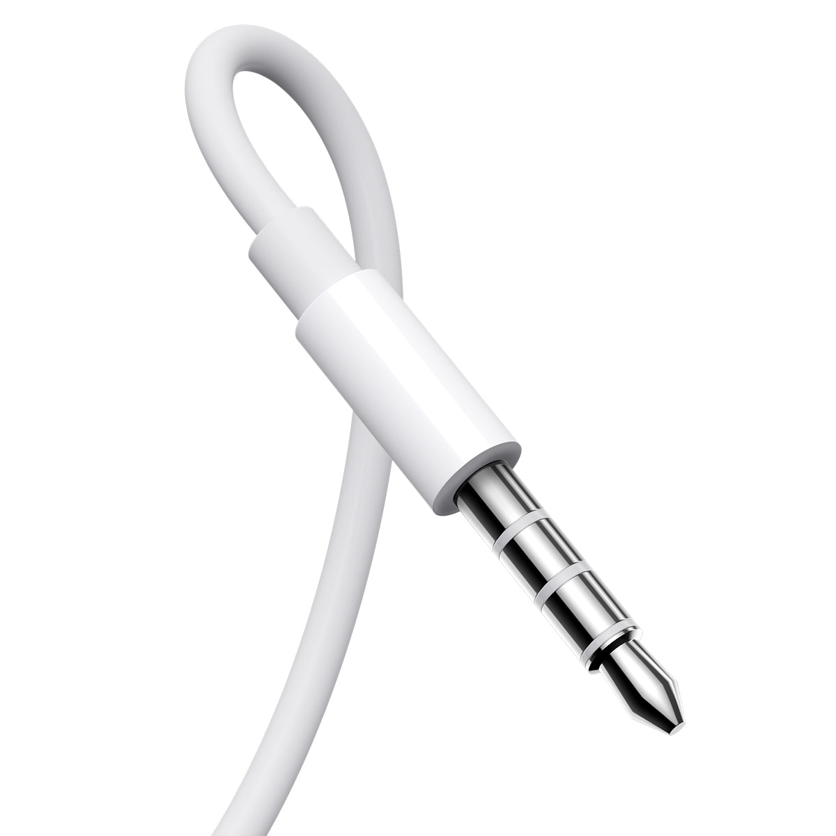 Joyroom JR-EW01 į ausis įdedamos laidinės mini lizdo ausinės su nuotolinio valdymo pulteliu – baltos spalvos