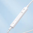 Joyroom JR-EW01 į ausis įdedamos laidinės mini lizdo ausinės su nuotolinio valdymo pulteliu – baltos spalvos