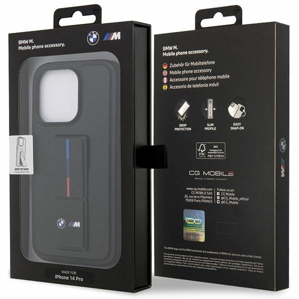 BMW Grip Stand dėklas iPhone 14 Pro Max – juodas -- iPhone 14 Pro Max