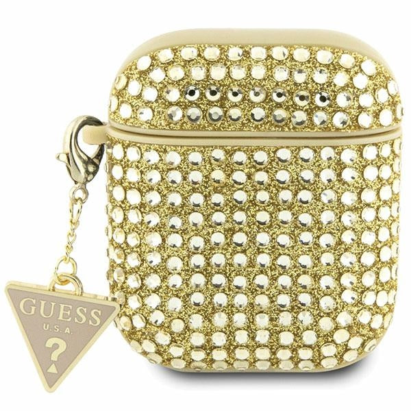 Guess AirPods 1/2 dėklas – auksinis Rhinestone Triangle