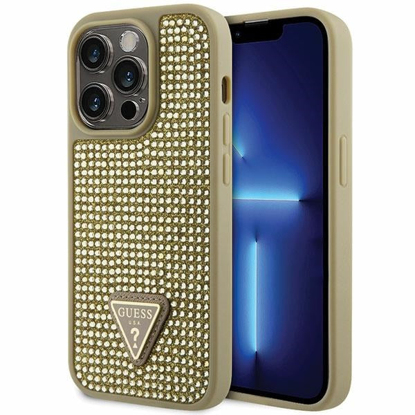 Guess Rhinestone Triangle dėklas iPhone 14 Pro – auksinis -- iPhone 14 Pro