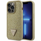 Guess Rhinestone Triangle dėklas iPhone 14 Pro – auksinis -- iPhone 14 Pro