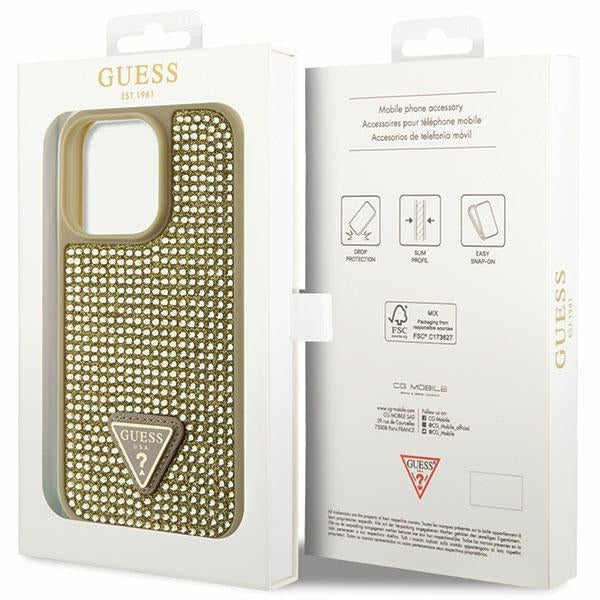 Guess Rhinestone Triangle dėklas iPhone 14 Pro – auksinis -- iPhone 14 Pro