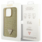 Guess Rhinestone Triangle dėklas iPhone 14 Pro – auksinis -- iPhone 14 Pro