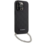 Karl Lagerfeld Saffiano dėklas iPhone 14 Pro – juodas, grandinėlė