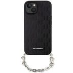 Karl Lagerfeld dėklas iPhone 14 – juodas su grandinėle