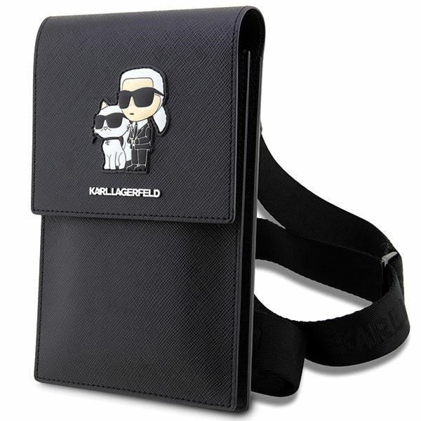Karl Lagerfeld telefono rankinė Saffiano – juoda -- Cell phone cases and covers