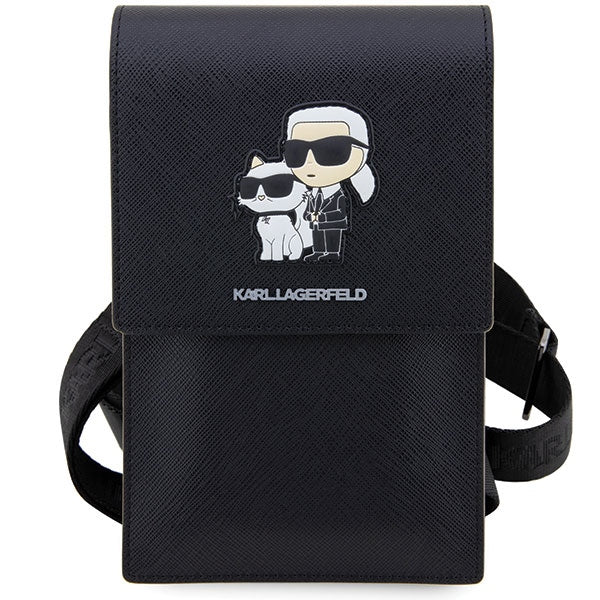 Karl Lagerfeld telefono rankinė Saffiano – juoda -- Cell phone cases and covers