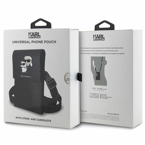Karl Lagerfeld telefono rankinė Saffiano – juoda -- Cell phone cases and covers