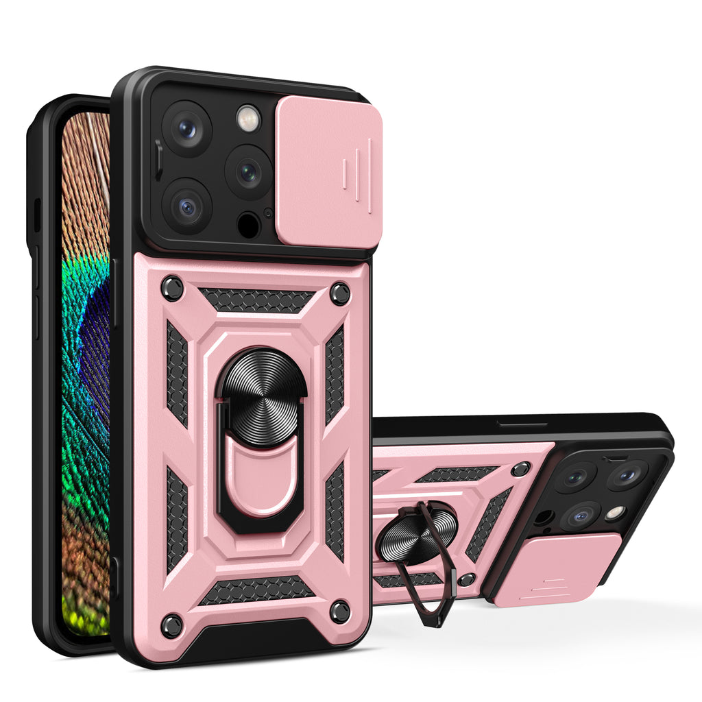 Hybrid Armor Camshield dėklas iPhone 15 Pro – rožinis