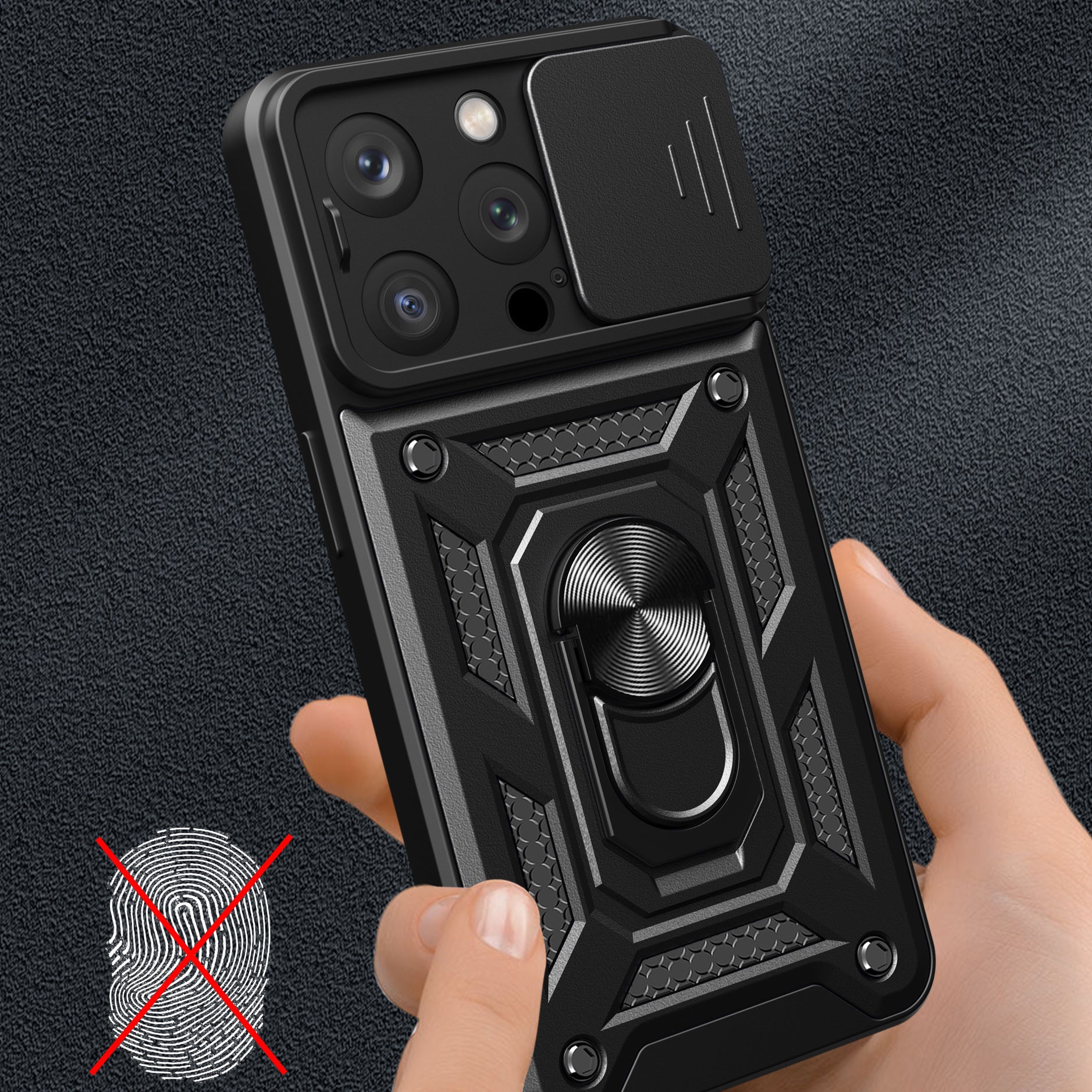 Hybrid Armor Camshield dėklas iPhone 15 Pro – rožinis