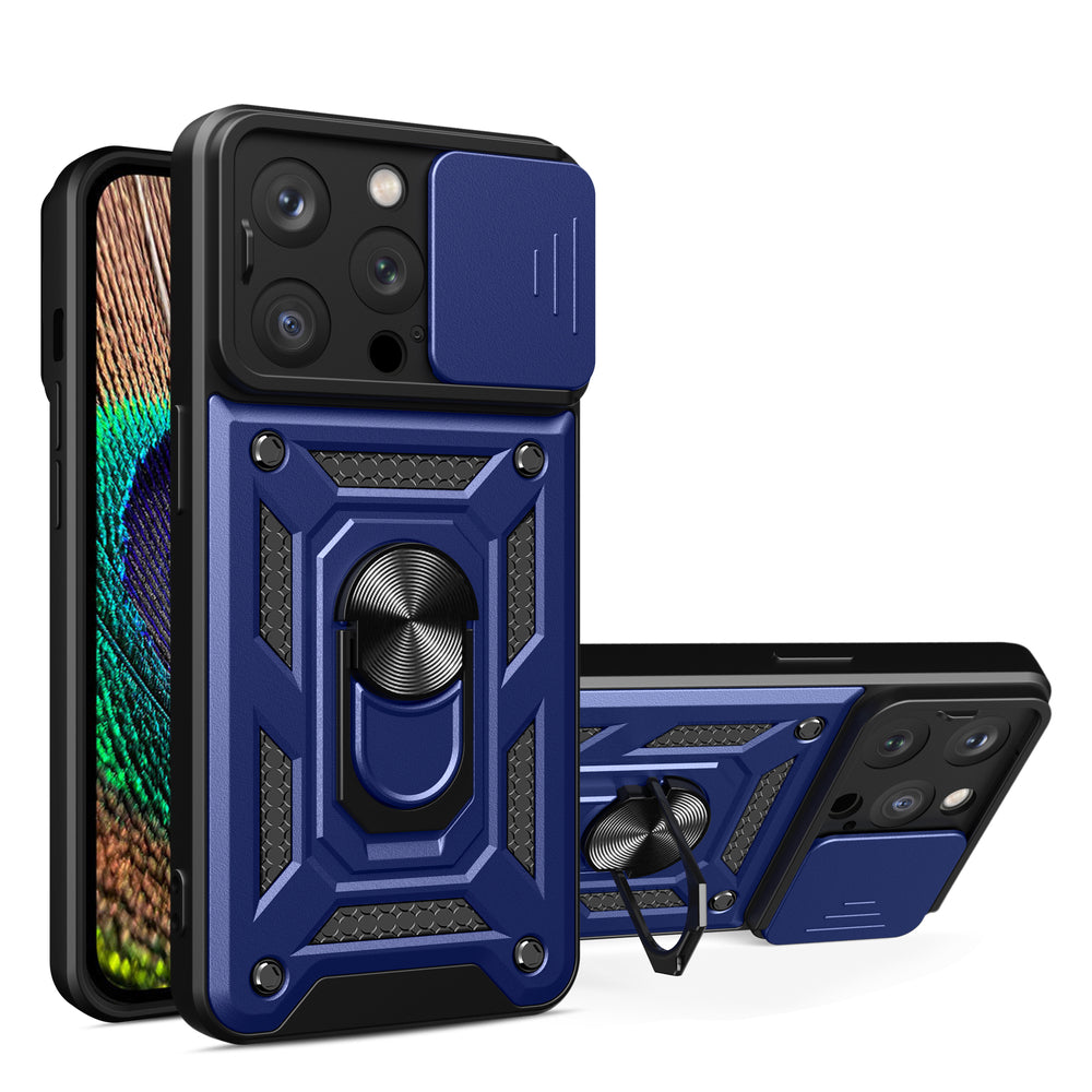 Šarvuotas dėklas iPhone 15 Pro su kameros dangteliu – mėlynas -- iPhone 15 Pro