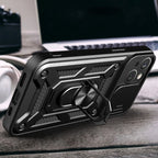 Hybrid Armor Camshield dėklas iPhone 15 Plus – mėlynas