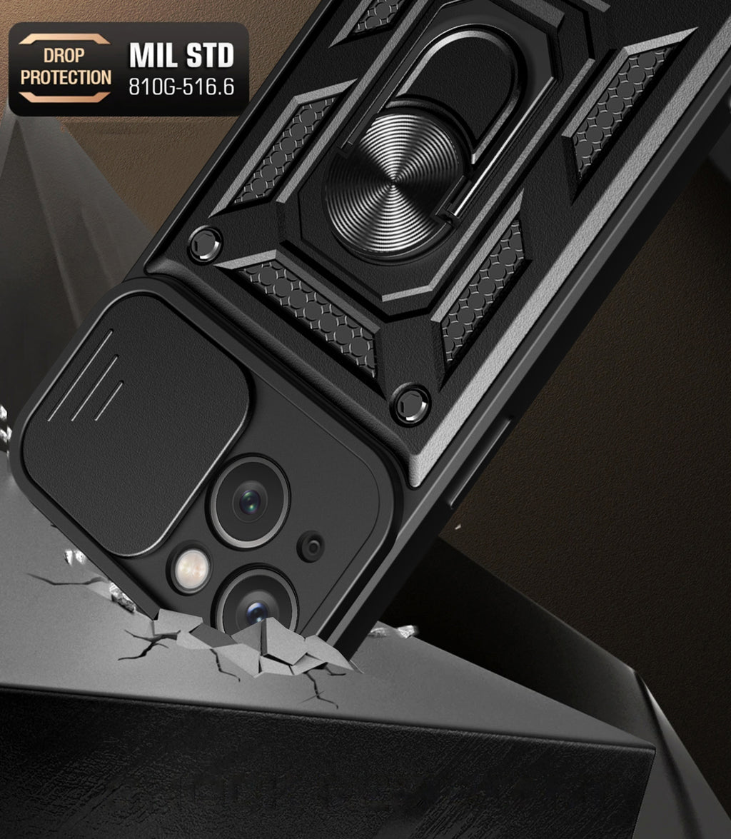 Hybrid Armor CamShield dėklas iPhone 15 Plus – juodas