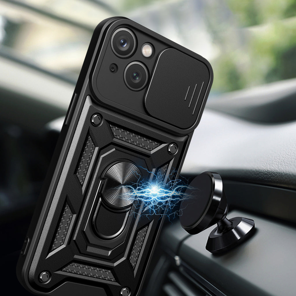 Hybrid Armor CamShield dėklas iPhone 15 Plus – juodas