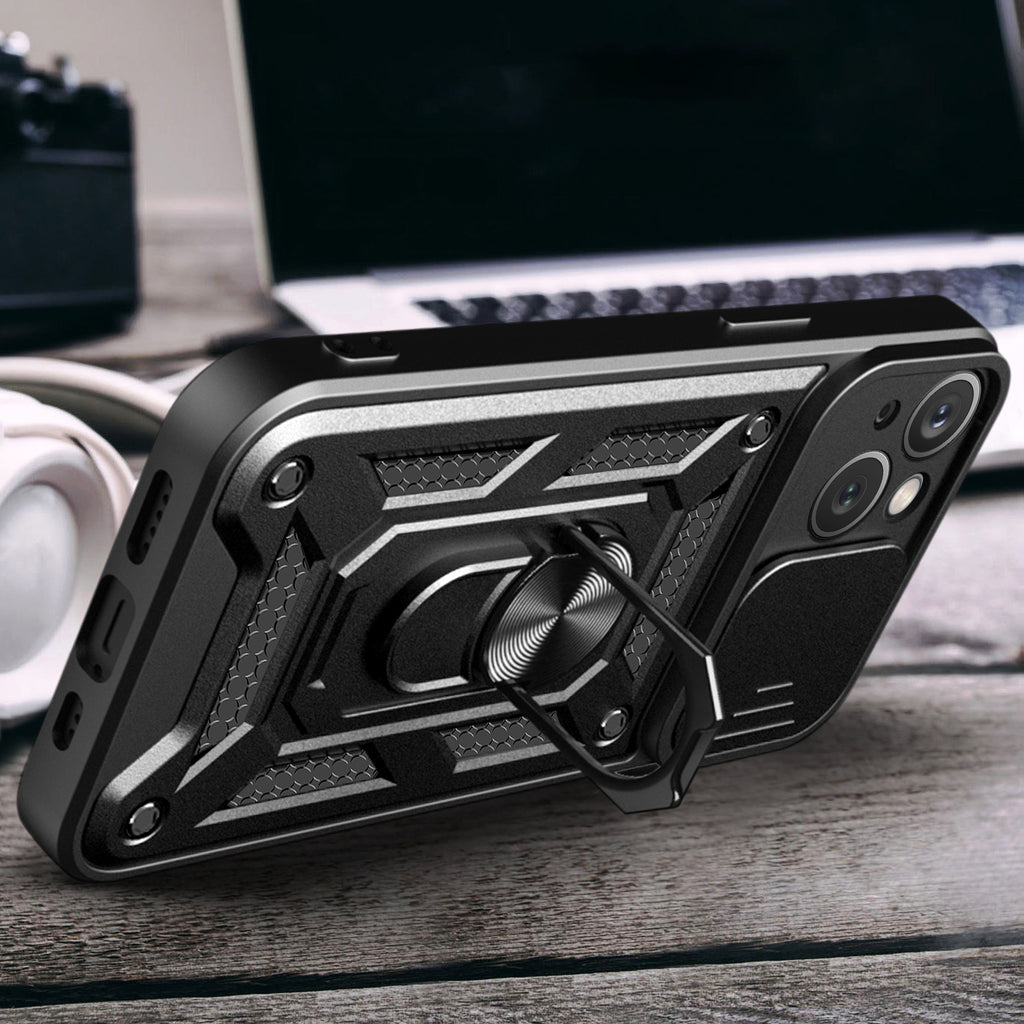 Hybrid Armor CamShield dėklas iPhone 15 Plus – juodas