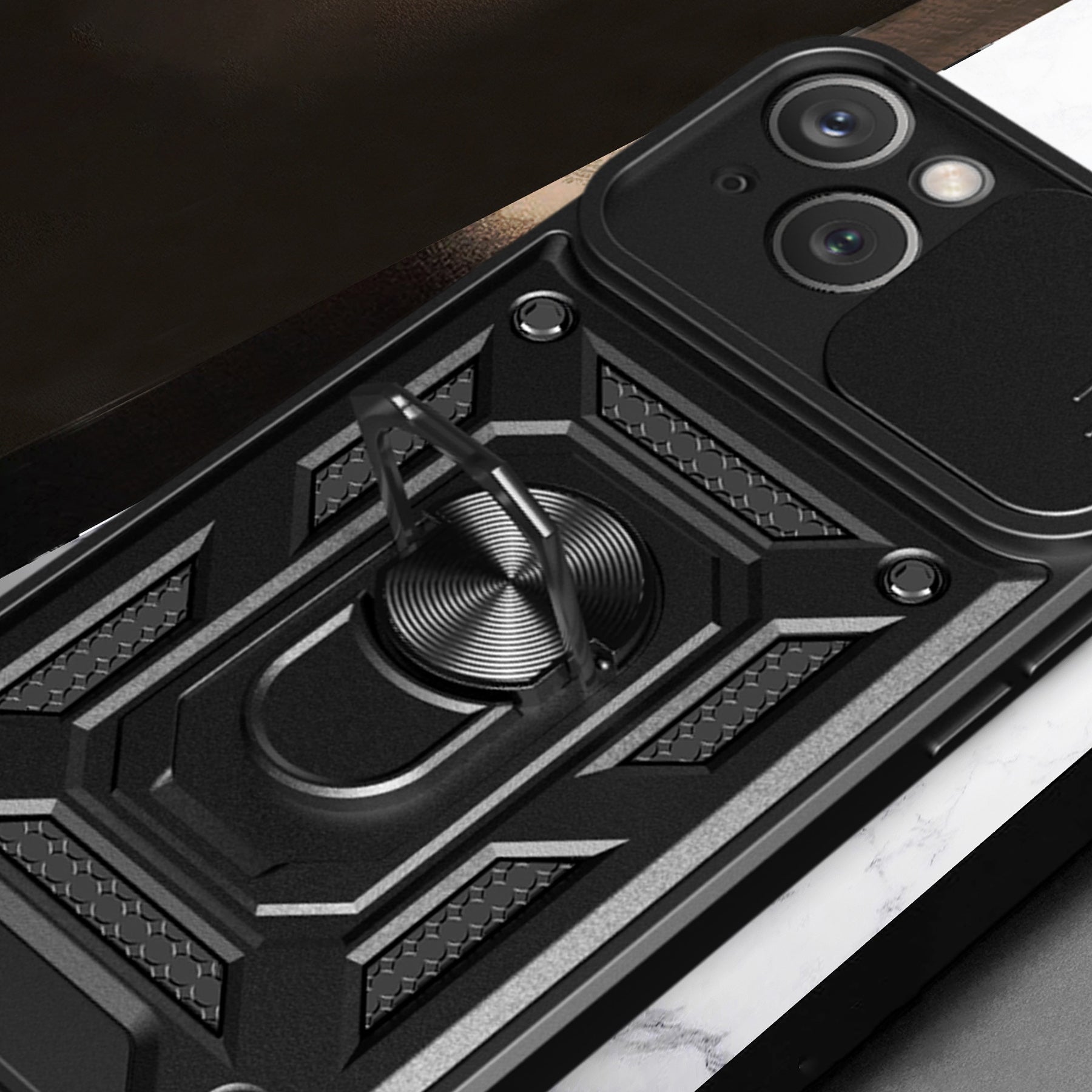 Hybrid Armor CamShield dėklas iPhone 15 Plus – juodas