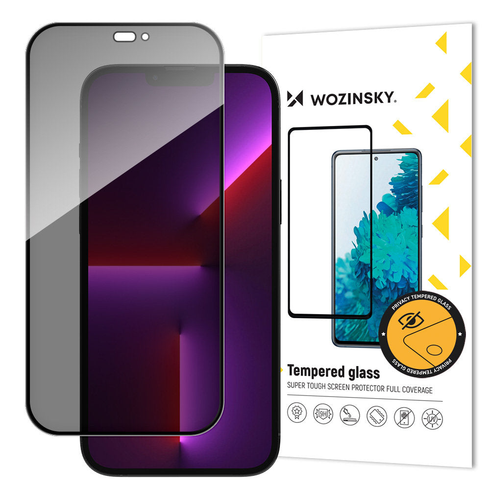 Privatumo grūdintas stiklas iPhone 15 Pro – juodas