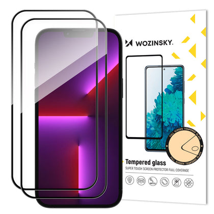 Grūdintas stiklas iPhone 15 Pro su rėmeliu (2 vnt.) – juodas -- iPhone 15 Pro
