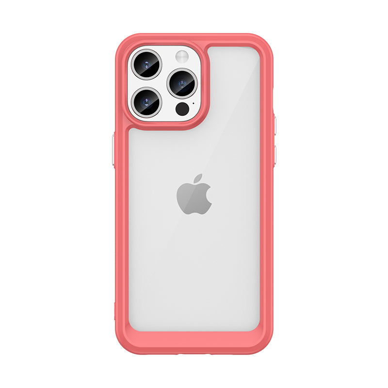 Skaidrus hibridinis dėklas iPhone 15 Pro – raudonas