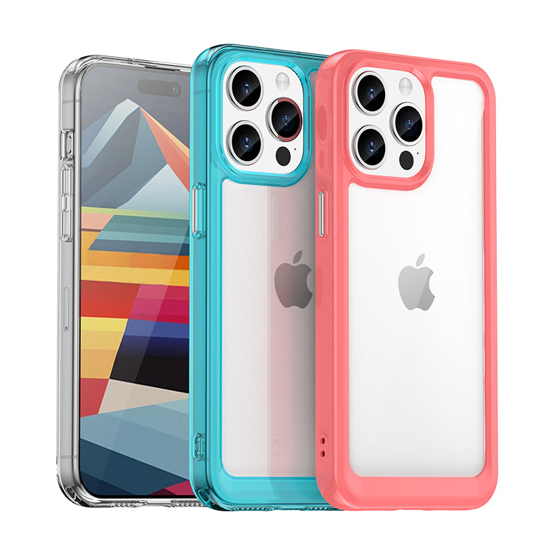 Skaidrus hibridinis dėklas iPhone 15 Pro – raudonas