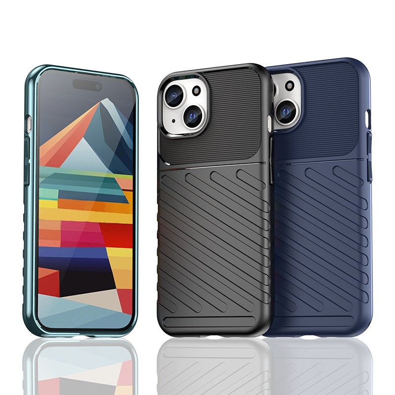 Šarvuotas TPU dėklas iPhone 15 Thunder Case – mėlynas