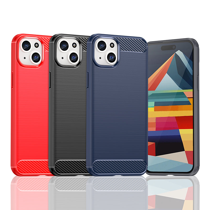TPU dėklas iPhone 15 Plus Carbon Case – mėlynas