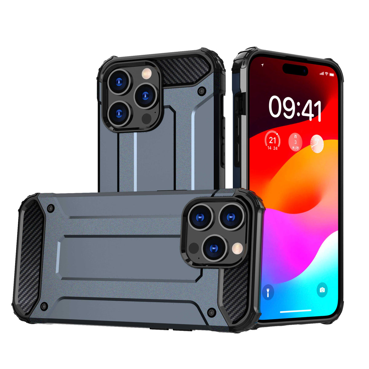 Hybrid Armor dėklas iPhone 15 Pro Max – mėlynas