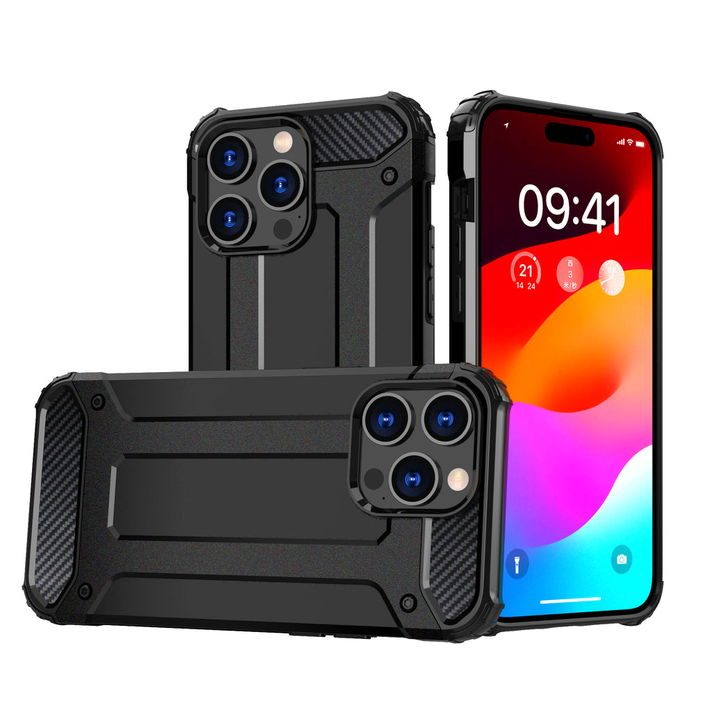 Apsauginis dėklas iPhone 15 Pro Hybrid Armor – juodas