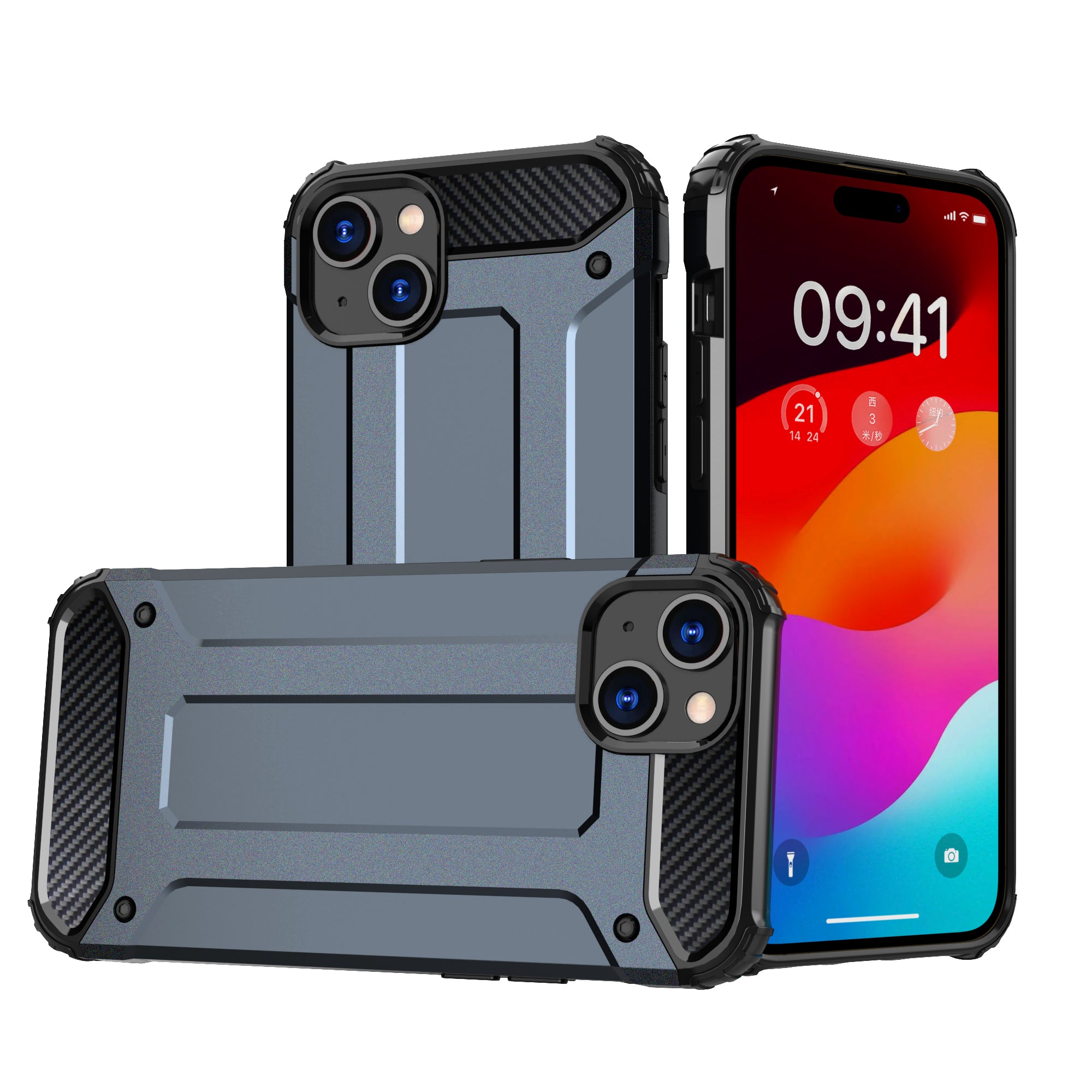 Hibridinis „Hybrid Armor“ dėklas iPhone 15 Plus – mėlynas