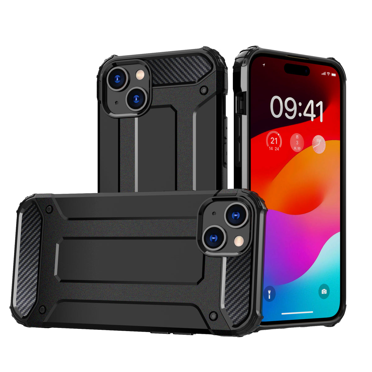 Hybrid Armor dėklas iPhone 15 Plus – juodas