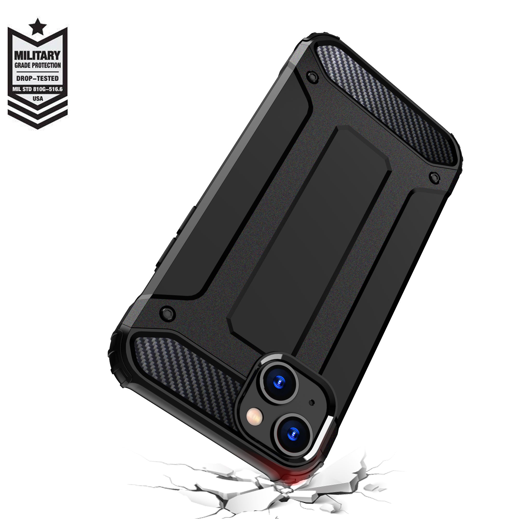 KAMA Hybrid Armor dėklas iPhone 15 – mėlynas