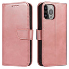 Magnet Case dėklas-piniginė su stovu iPhone 15 Pro Max – rožinis