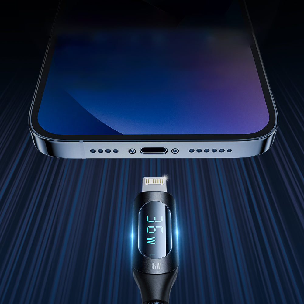 Wozinsky laidas Lightning - USB-C WUCLC2 36W 480Mb/s 2m su ekranu juodas