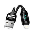 Wozinsky laidas USB-A - Lightning WUALC2 su LED ekranu 2.4A 2m juodas