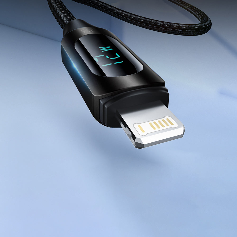 Wozinsky laidas USB-A - Lightning WUALC2 su LED ekranu 2.4A 2m juodas