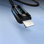 Wozinsky laidas USB-A - Lightning WUALC2 su LED ekranu 2.4A 2m juodas