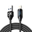 Wozinsky laidas USB-A - Lightning WUALC2 su LED ekranu 2.4A 2m juodas