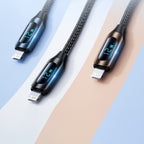 Wozinsky laidas USB-A - Lightning WUALC1 su LED ekranu 2.4A 1m juodas