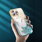 Kingxbar Phoenix dėklas iPhone 14 Plus – auksinis/mėlynas
