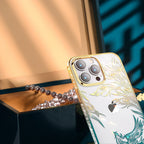 Kingxbar Phoenix dėklas iPhone 14 Plus – auksinis/mėlynas