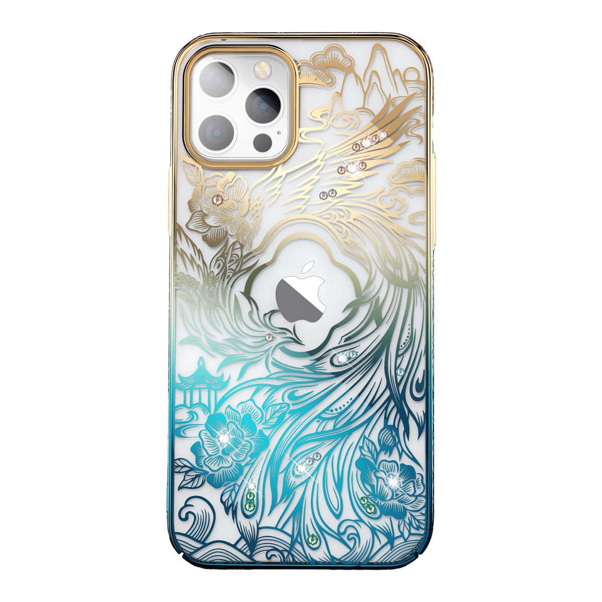 Kingxbar Phoenix dėklas iPhone 14 Plus – auksinis/mėlynas