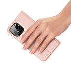 Dux Ducis Skin Pro atverčiamas dėklas iPhone 15 Pro – rožinis